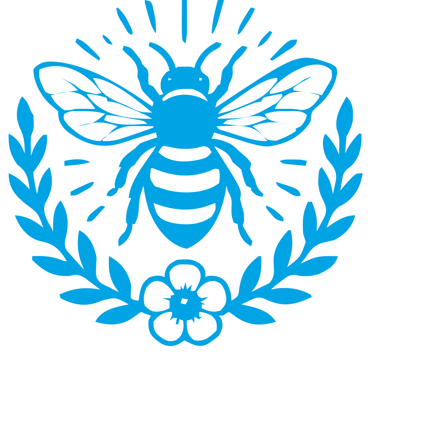 Tattoo Flash Bee Wreath Logo #00a3e4