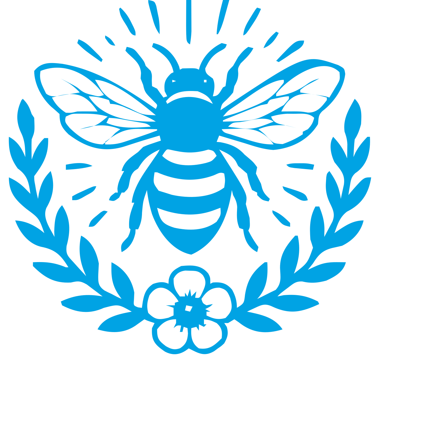 Tattoo Flash Bee Wreath Logo #00a3e4