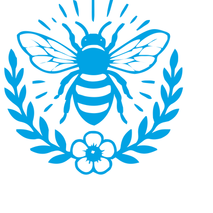 Tattoo Flash Bee Wreath Logo #00a3e4