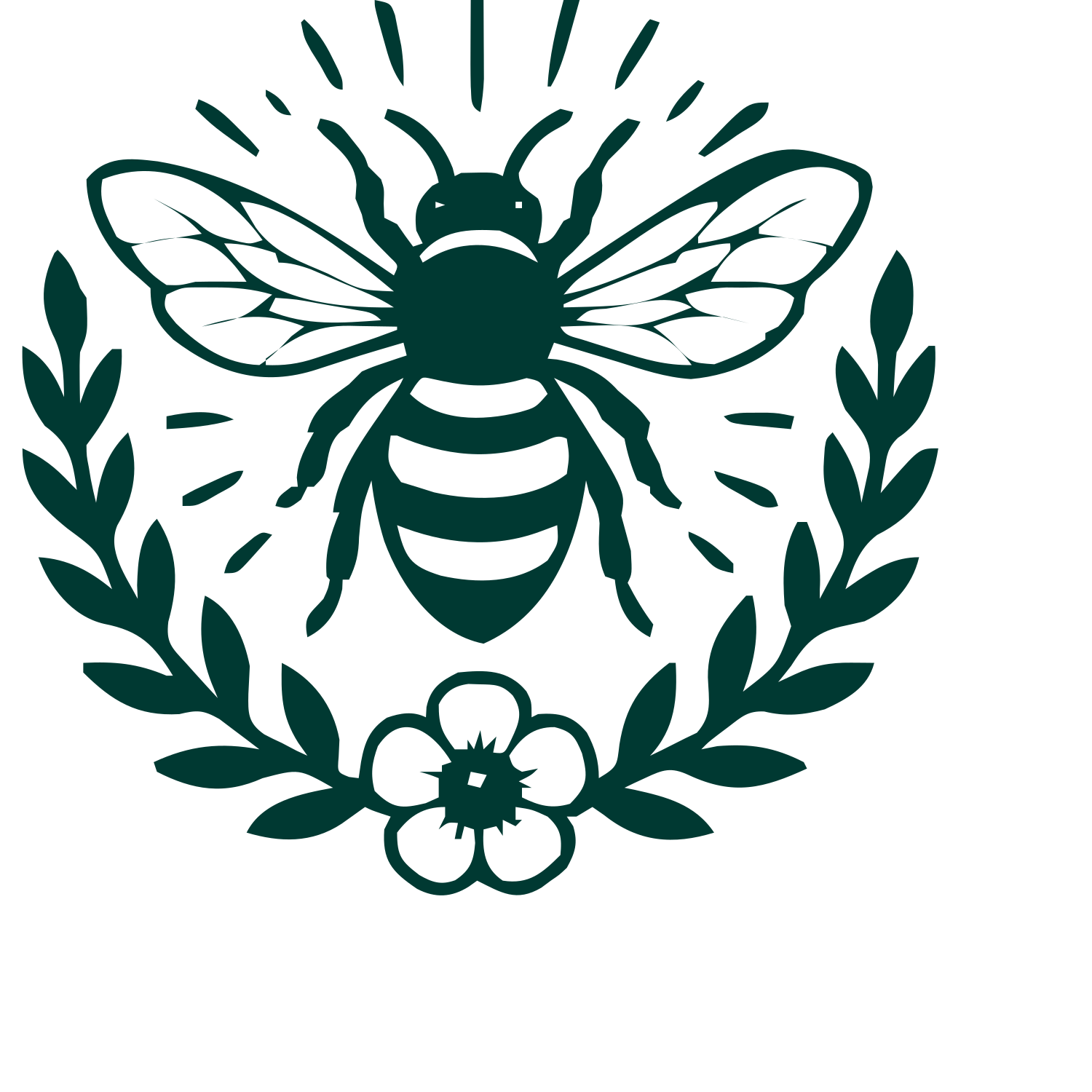 Tattoo Flash Bee Wreath Logo #003932