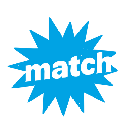Match Word Starburst Logo #00a3e4