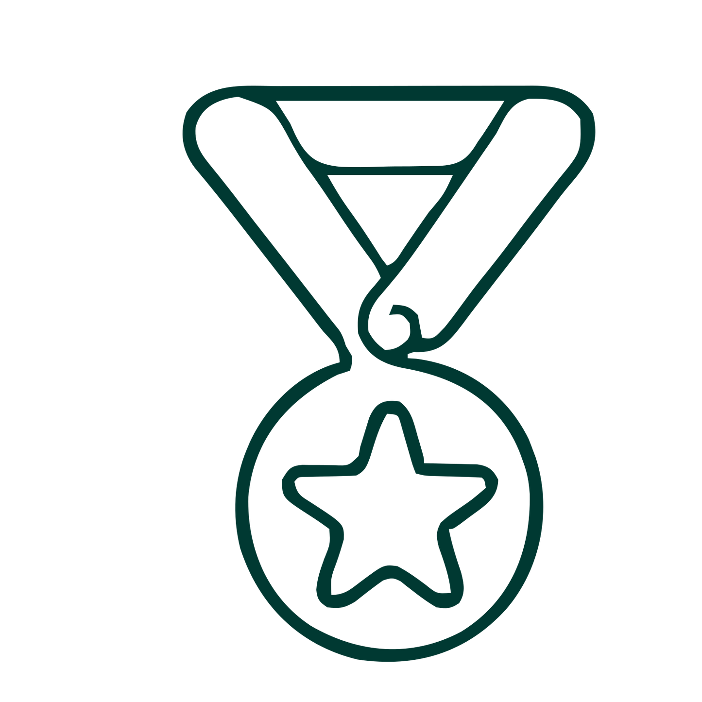 Monoline Star Medal Logo #003932