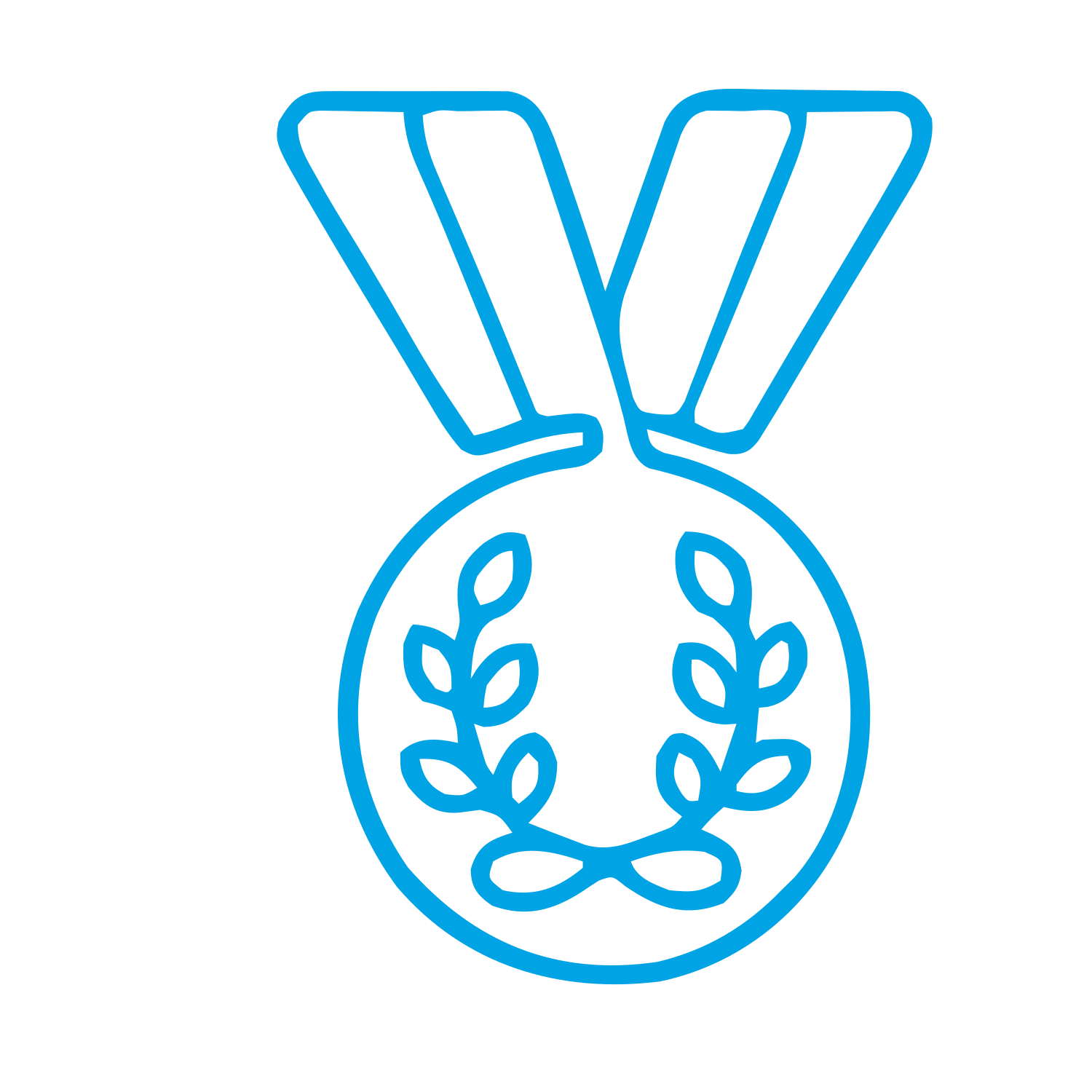 Monoline Medal Laurel Logo #00a3e4