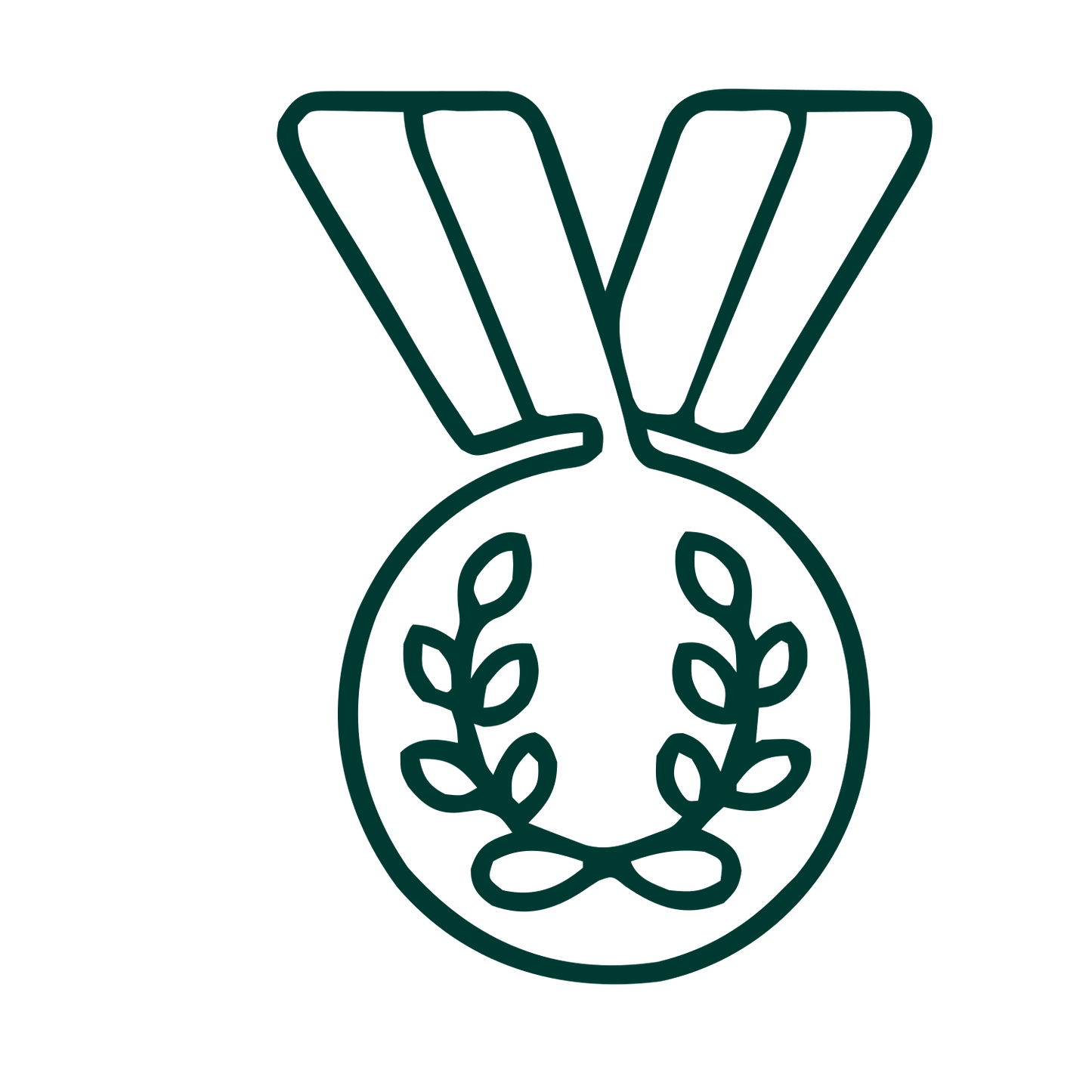 Monoline Medal Laurel Logo #003932