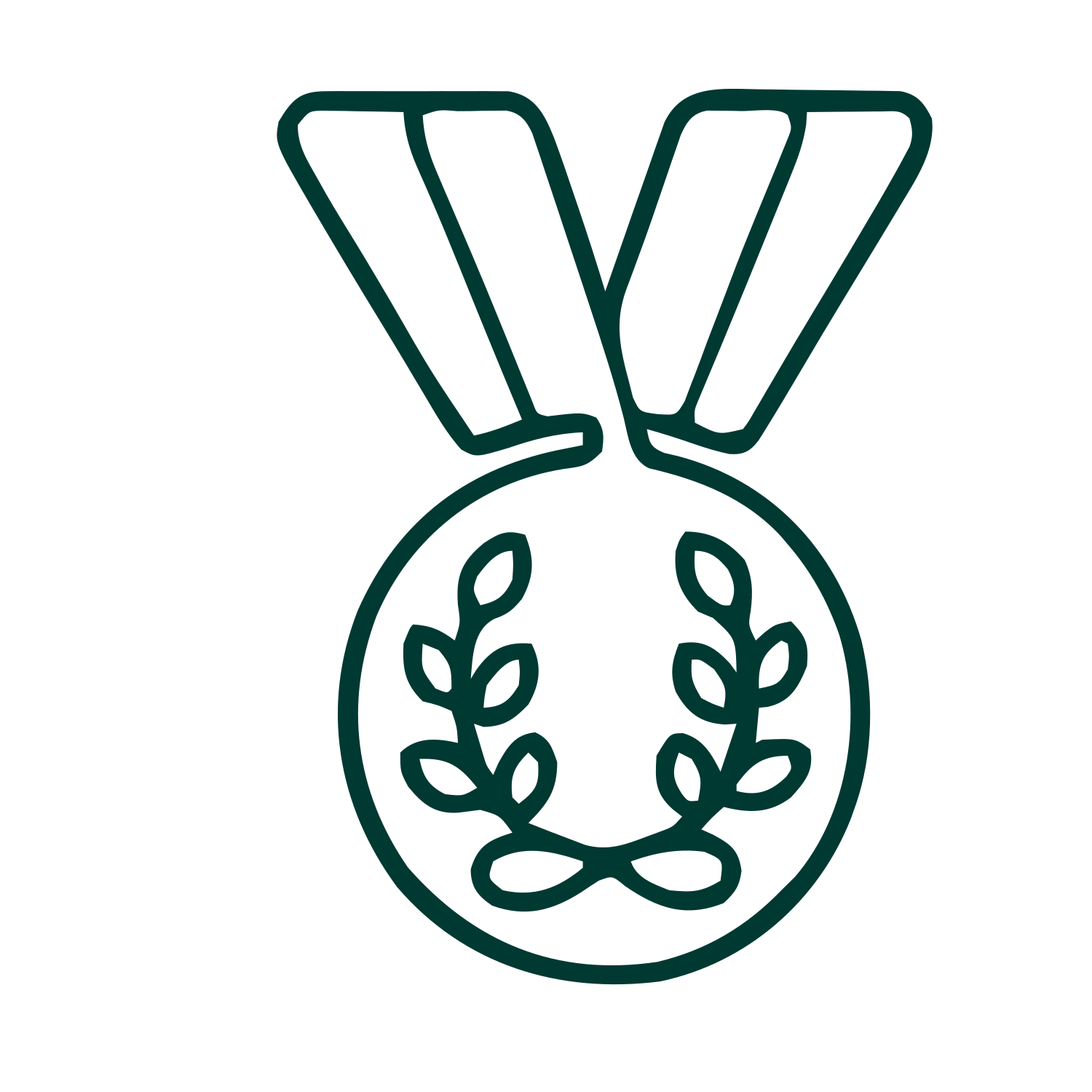 Monoline Medal Laurel Logo #003932