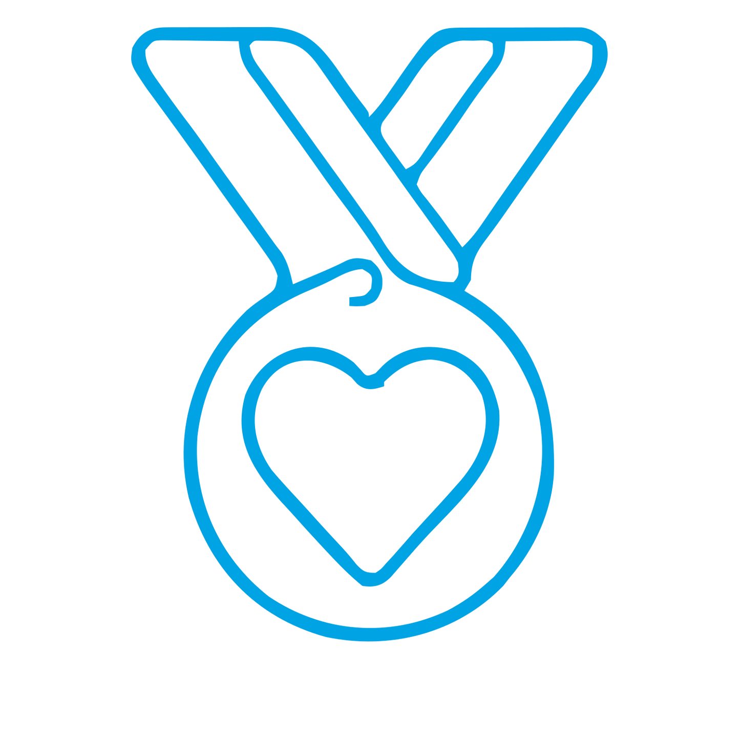 Monoline Heart Medal Logo #00a3e4