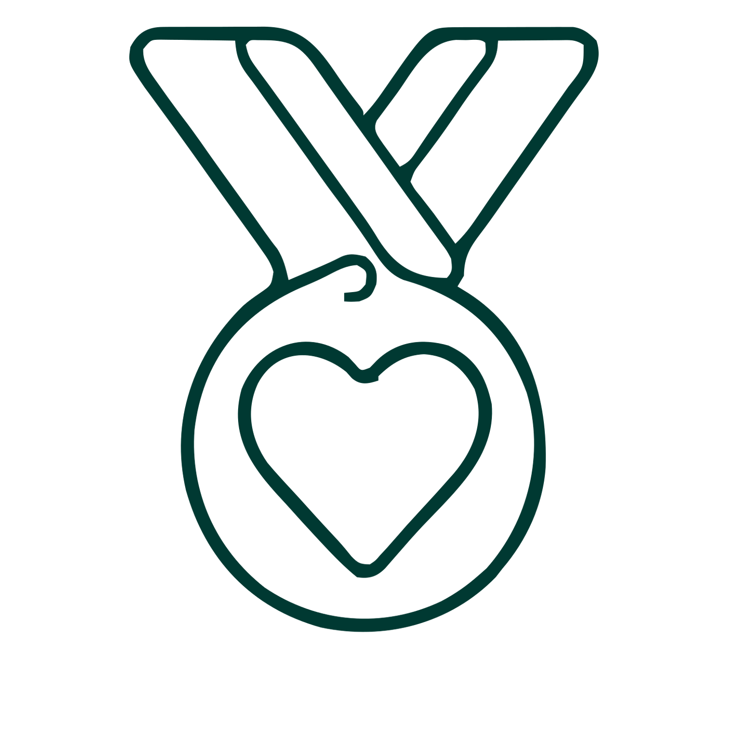 Monoline Heart Medal Logo #003932