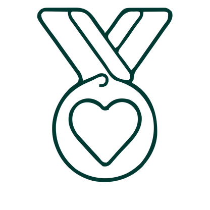 Monoline Heart Medal Logo #003932