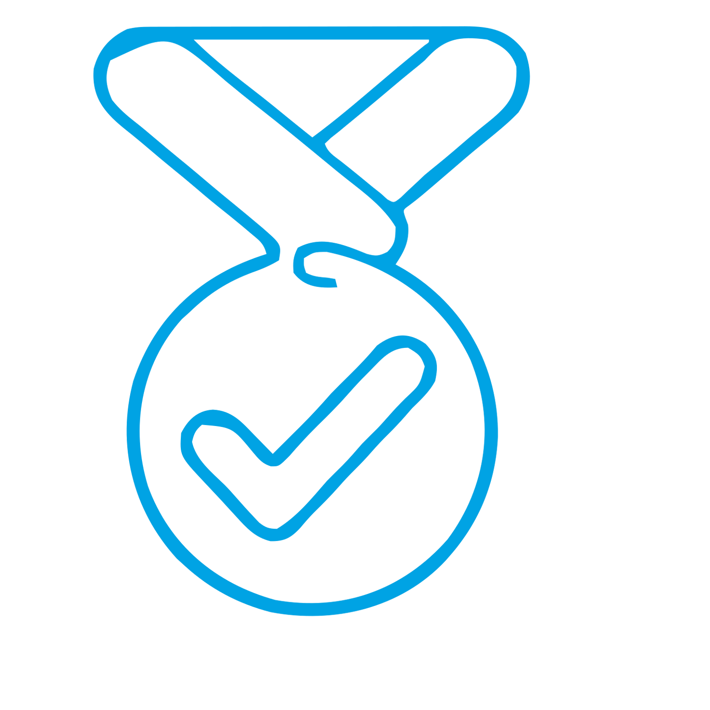 Monoline Medal Checkmark Logo #00a3e4