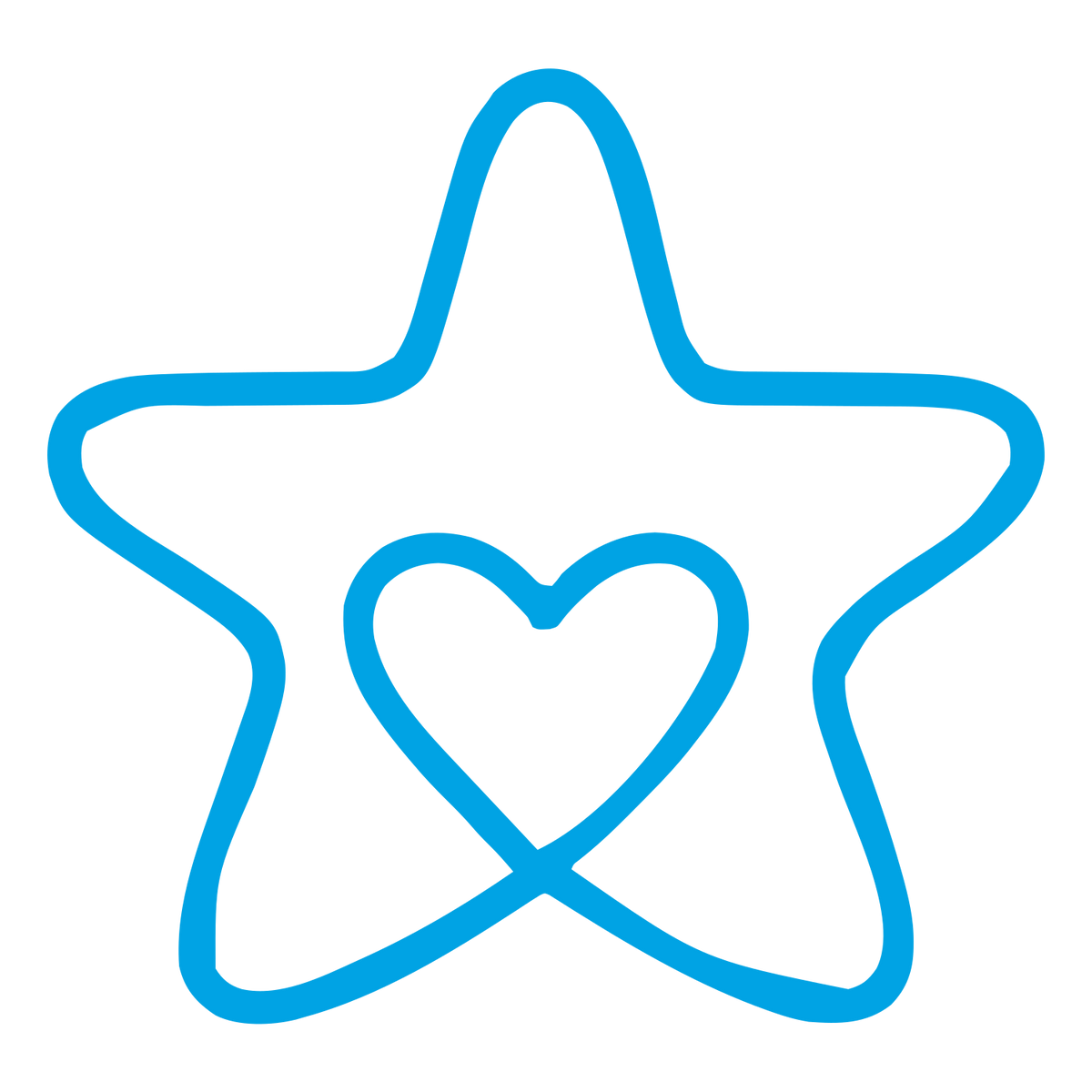Star Heart Monoline Logo #00a3e4