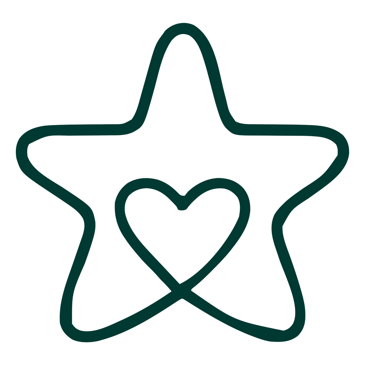 Star Heart Monoline Logo #003932
