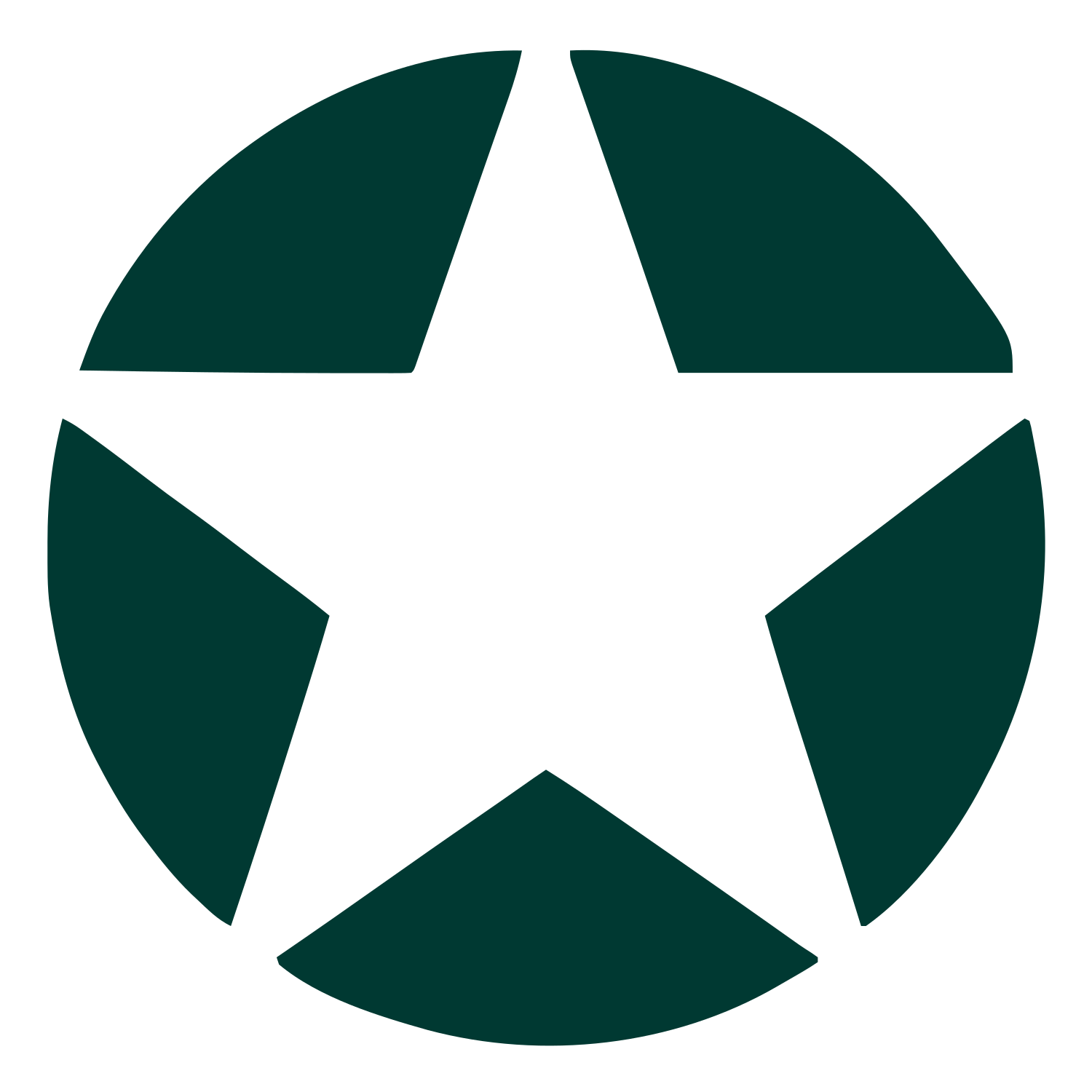 Star Circle Negative Space Logo #003932