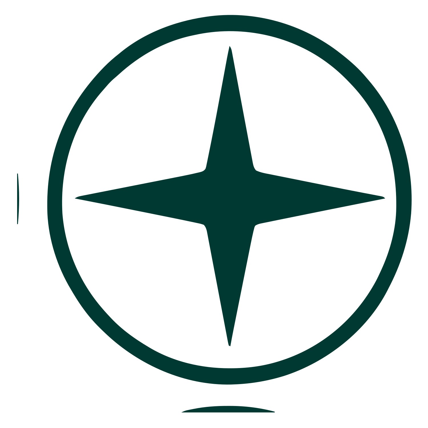 Four Point Star Circle Logo #003932