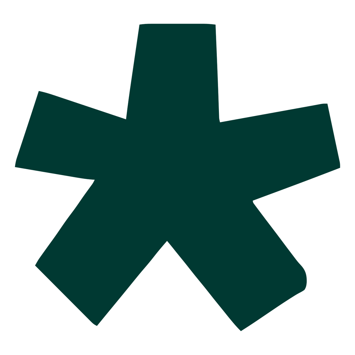Brutalist Asterisk Star Logo #003932