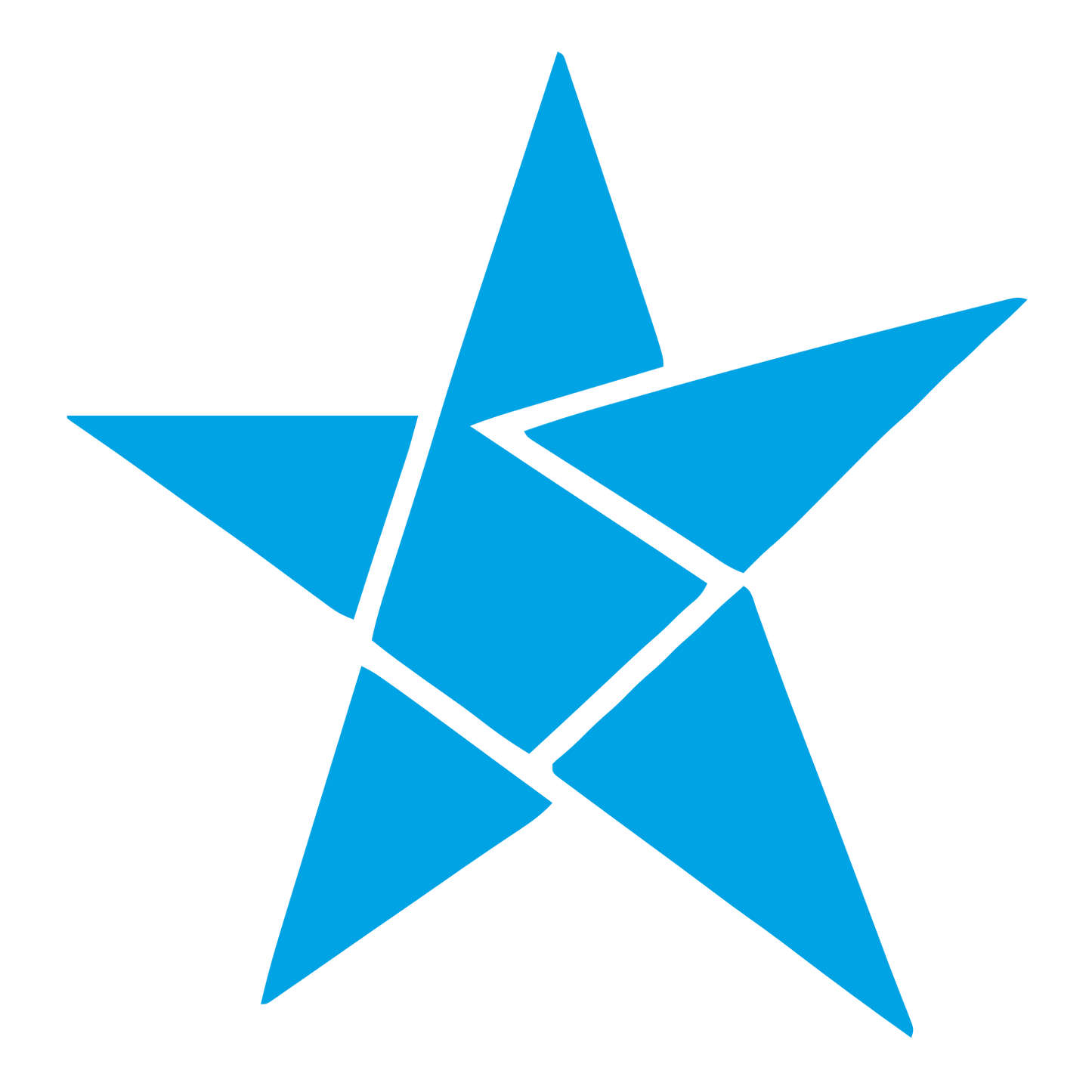 Layered Overlap Star Logo #00a3e4