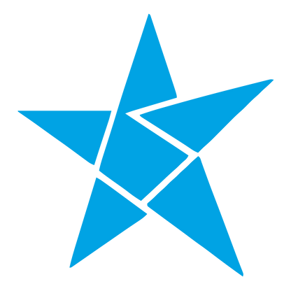 Layered Overlap Star Logo #00a3e4
