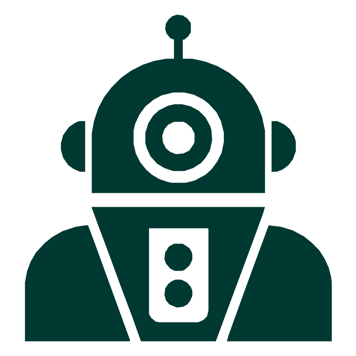Bold Robot Head Logo #003932