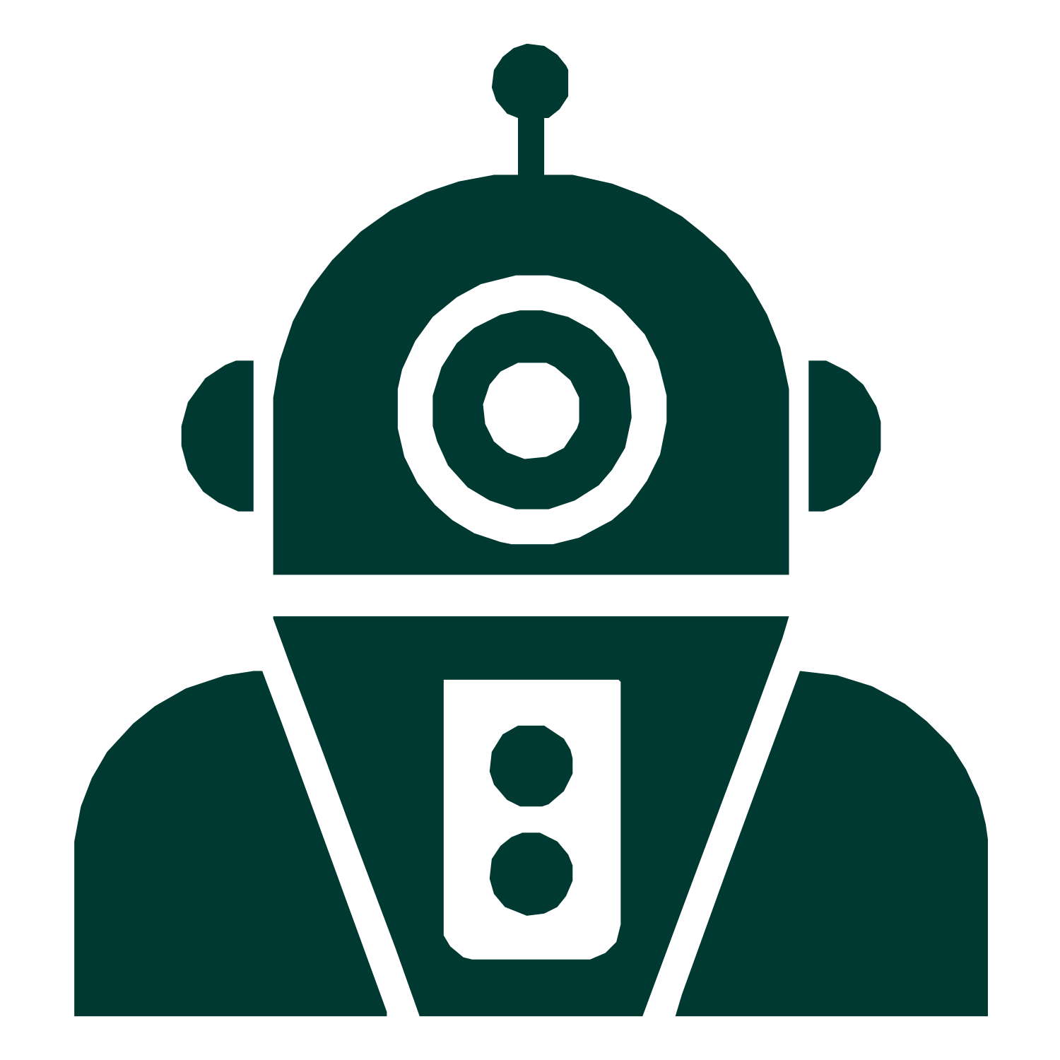 Bold Robot Head Logo #003932