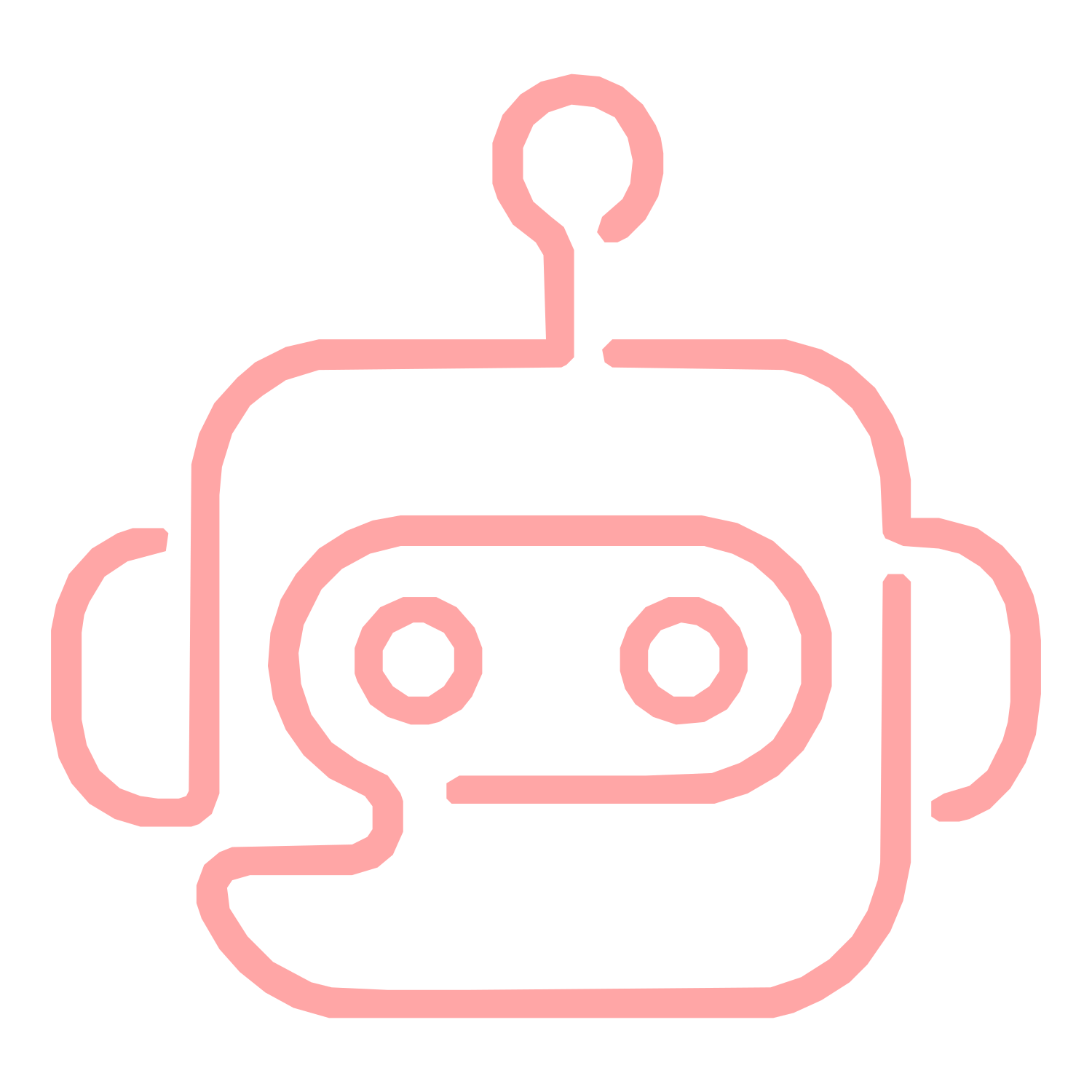 Monoline Robot Head Logo #ffa6a6