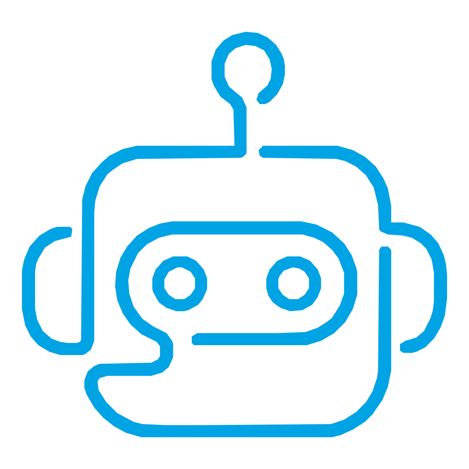 Monoline Robot Head Logo #00a3e4