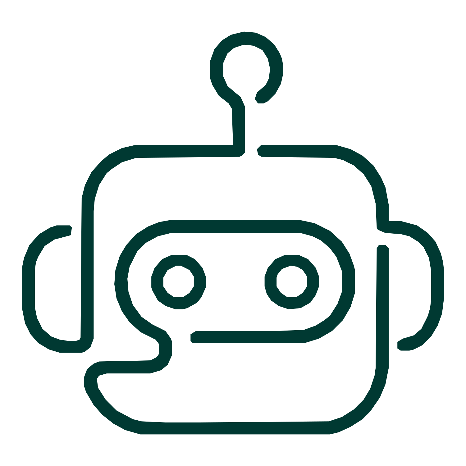 Monoline Robot Head Logo #003932