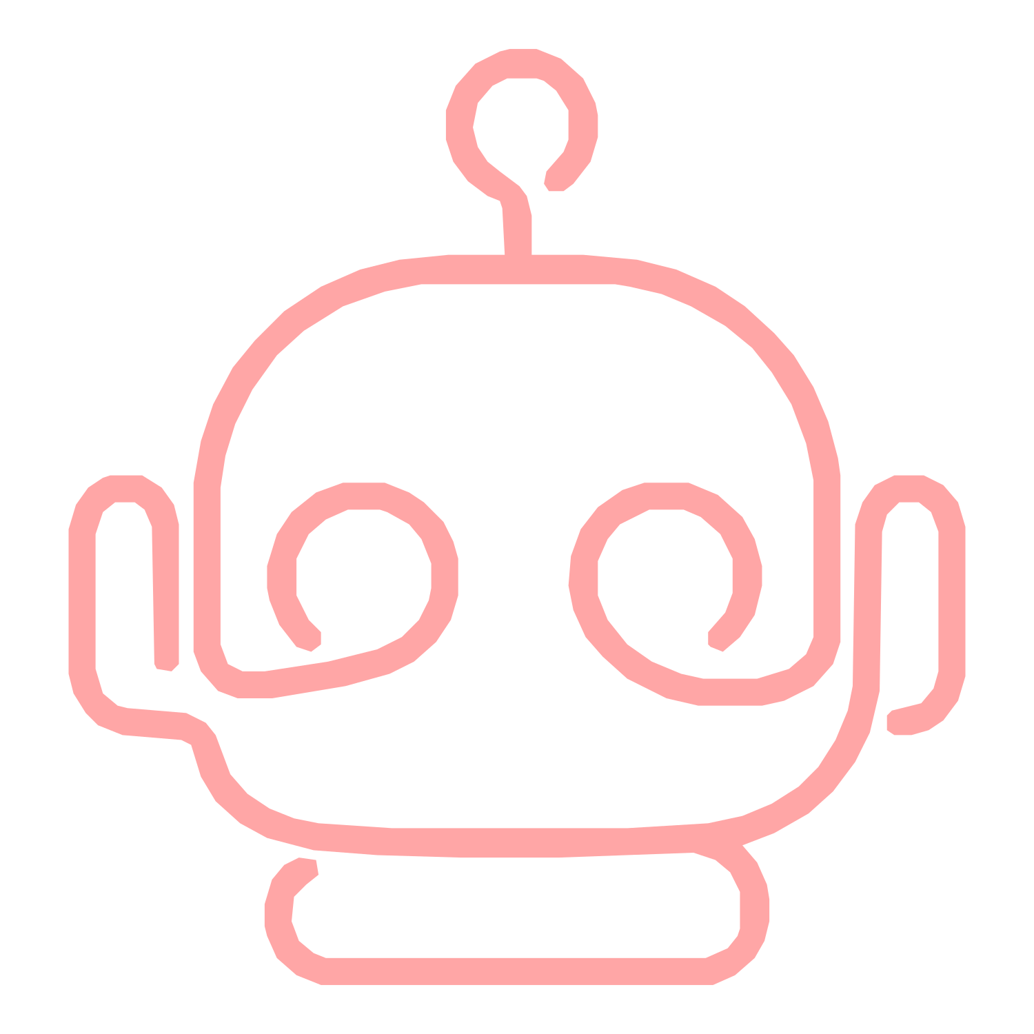 Monoline Robot Head Logo #ffa6a6