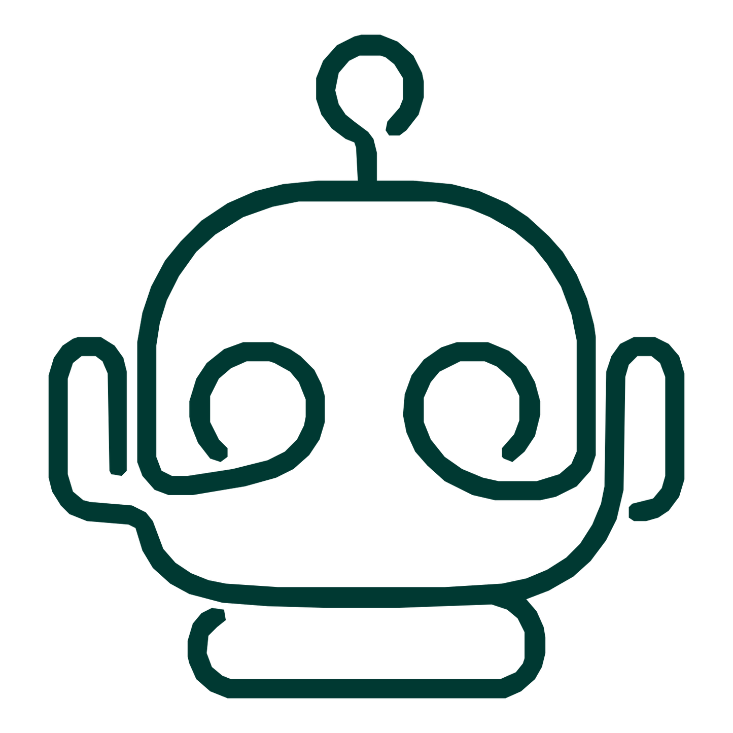 Monoline Robot Head Logo #003932