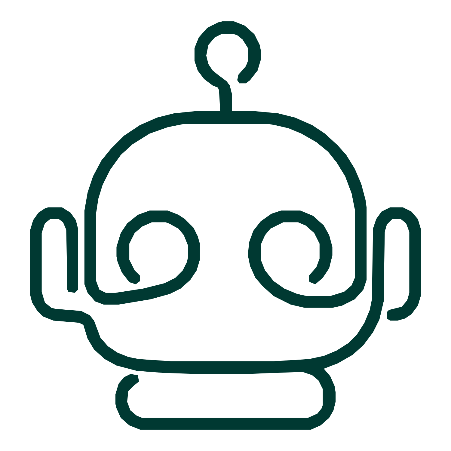 Monoline Robot Head Logo #003932