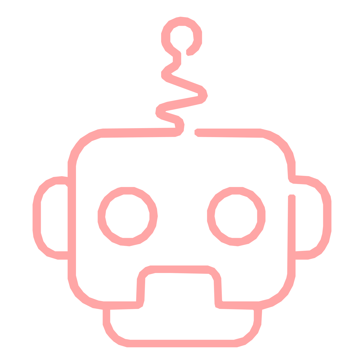 Monoline Robot Head Logo #ffa6a6
