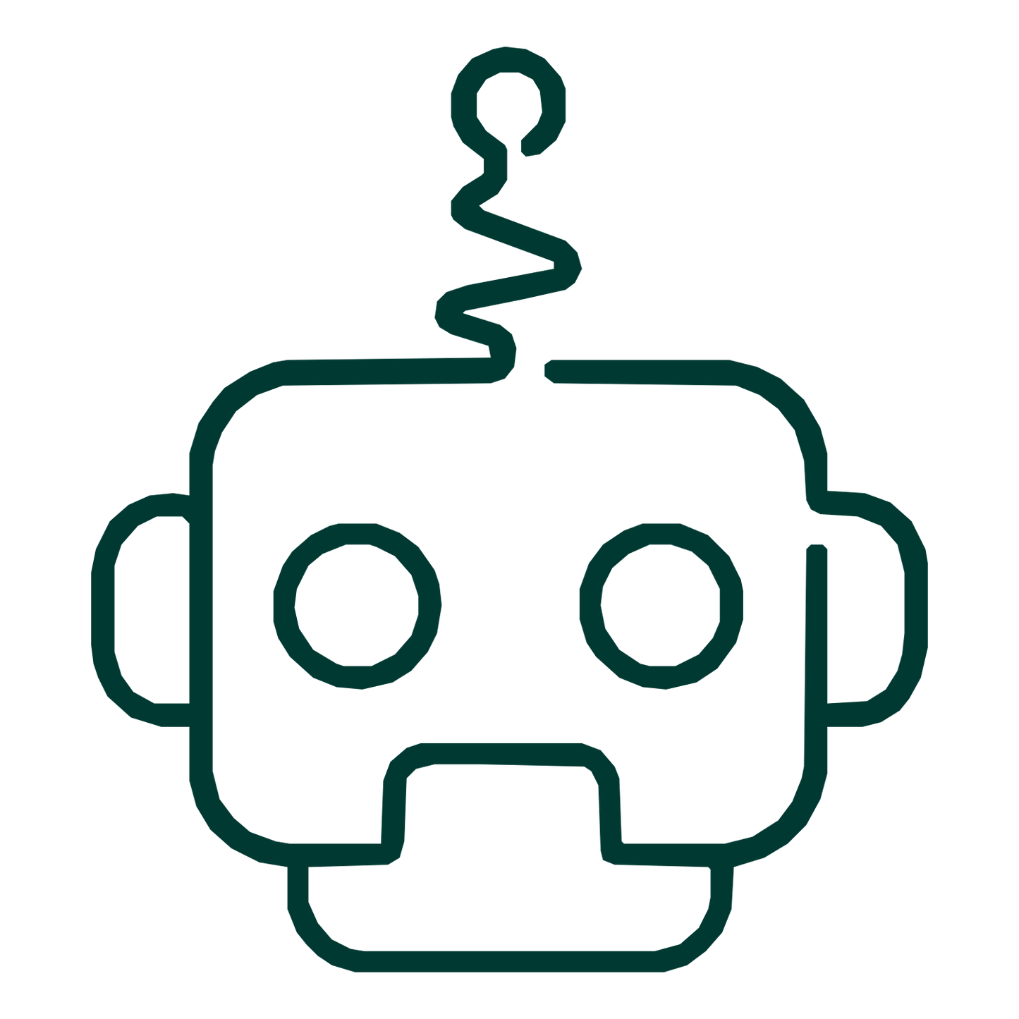 Monoline Robot Head Logo #003932
