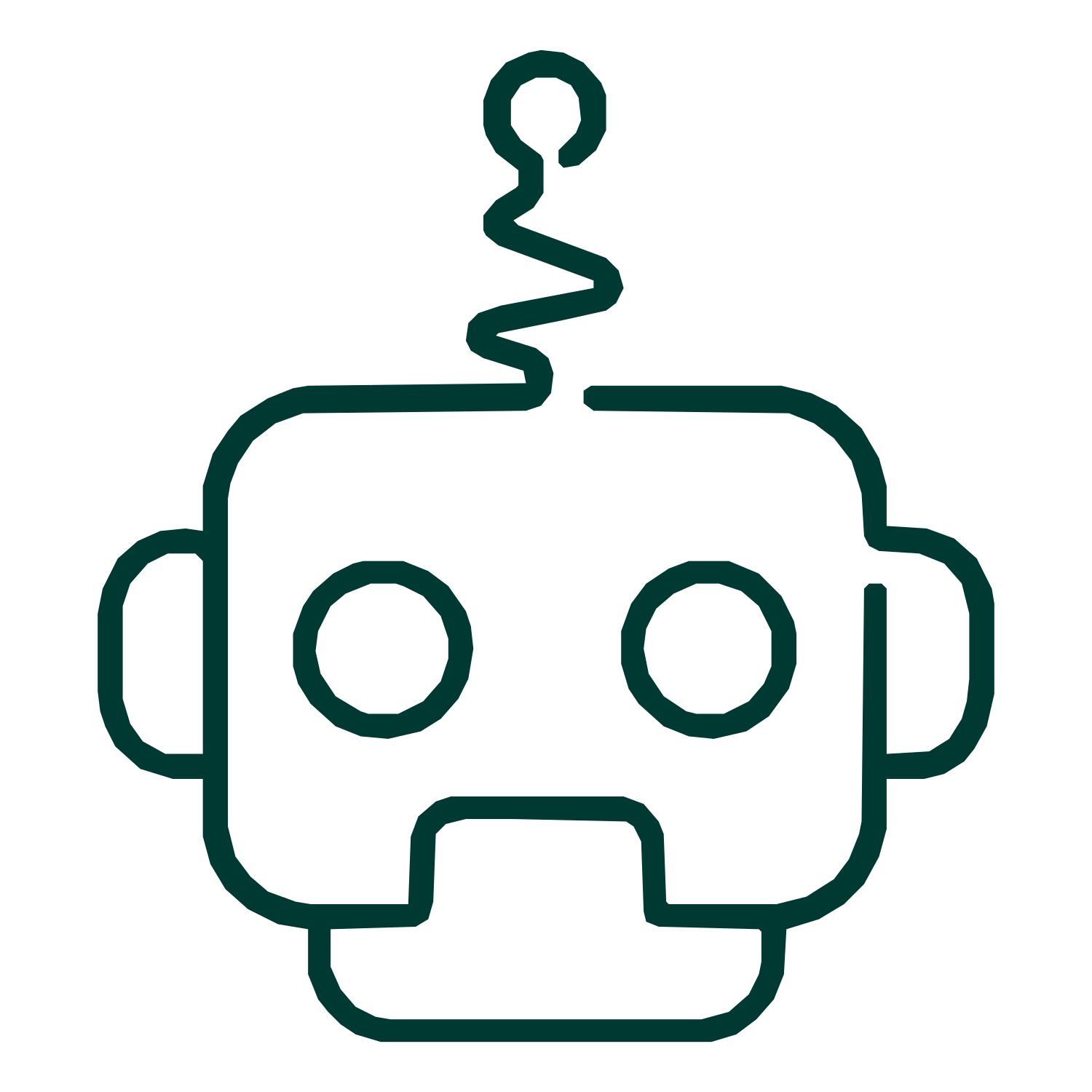 Monoline Robot Head Logo #003932