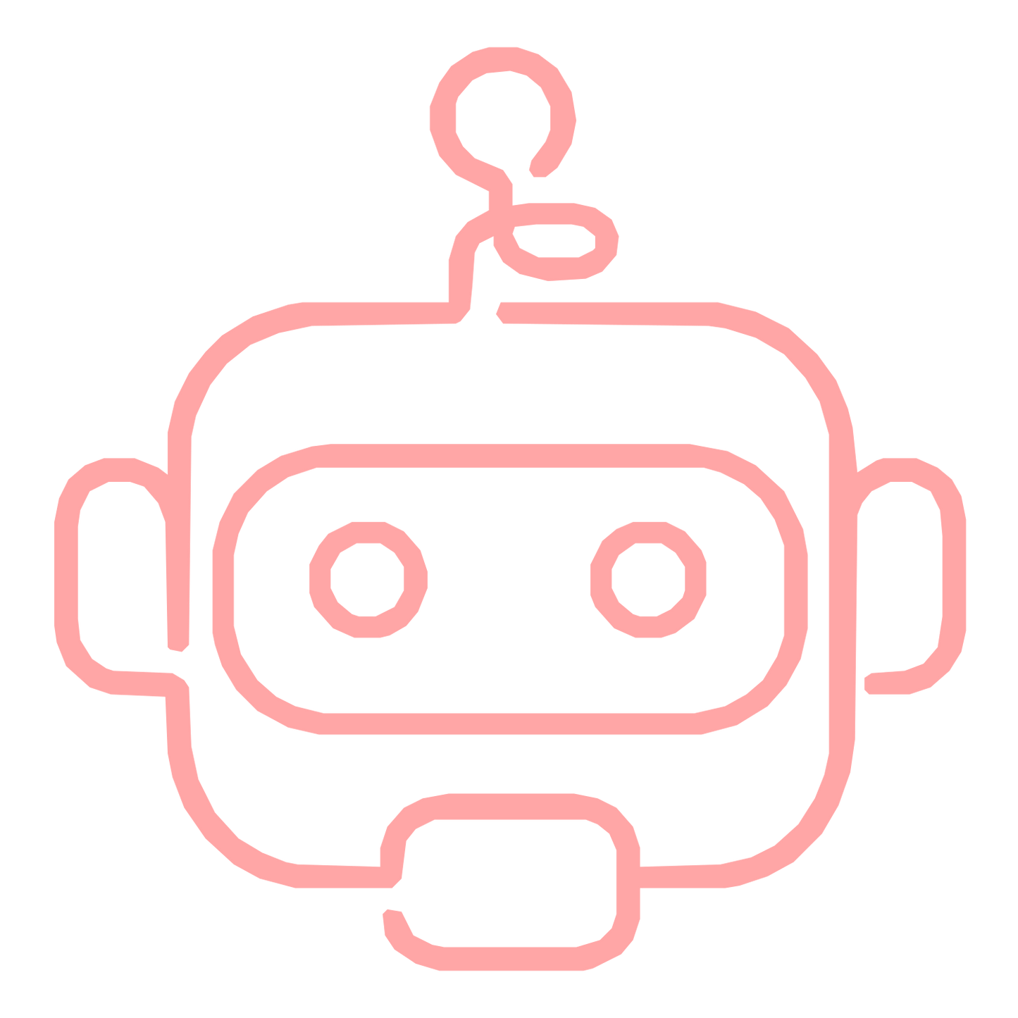 Monoline Robot Head Logo #ffa6a6