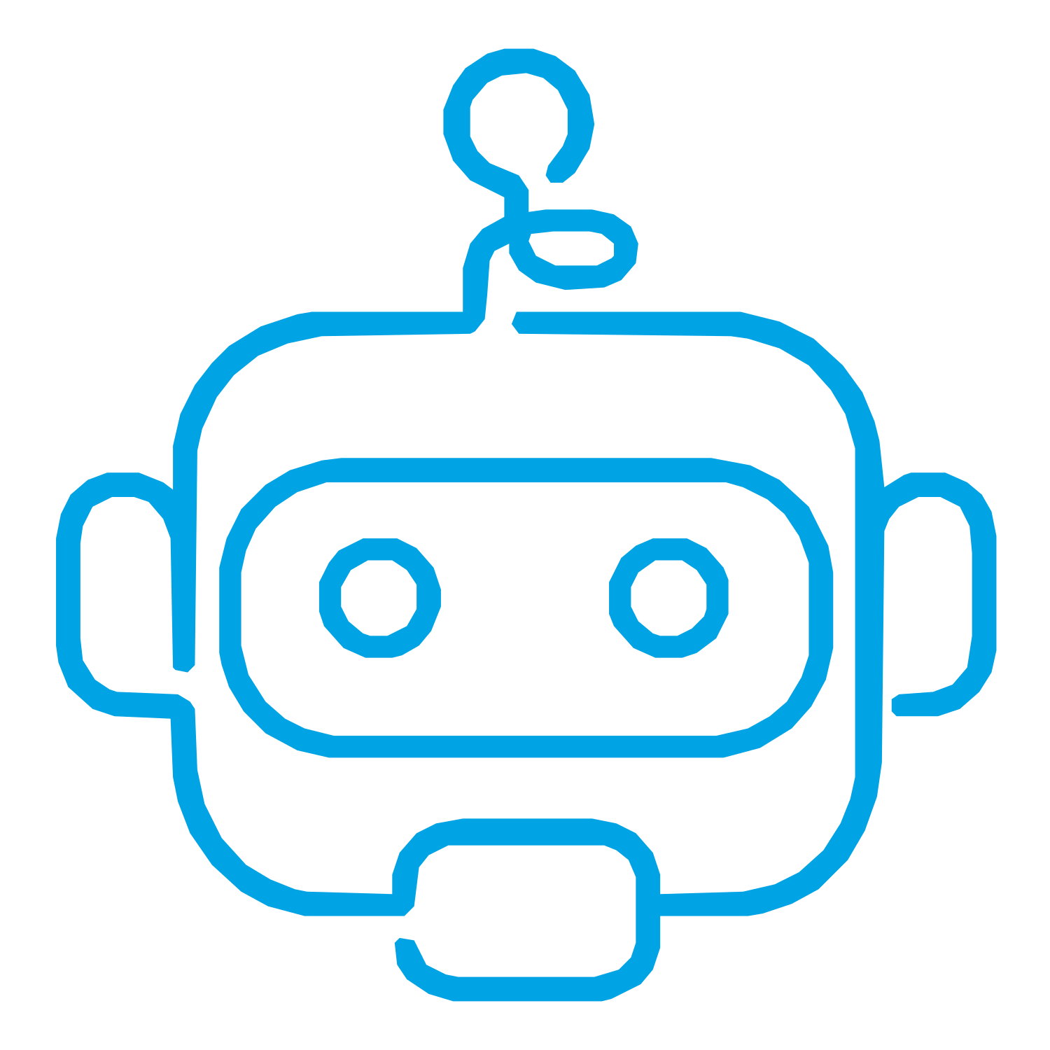 Monoline Robot Head Logo #00a3e4