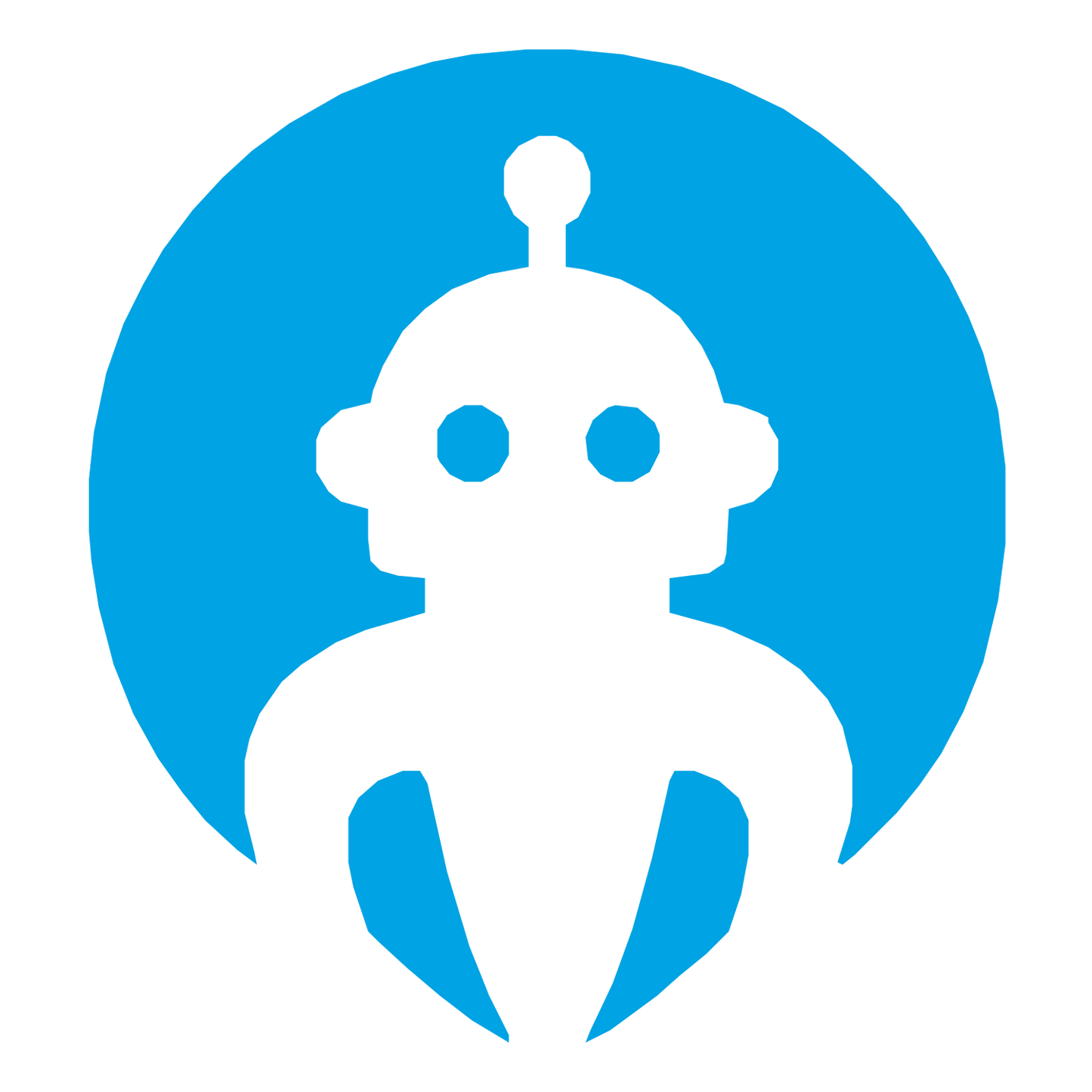 Negative Space Robot Logo #00a3e4