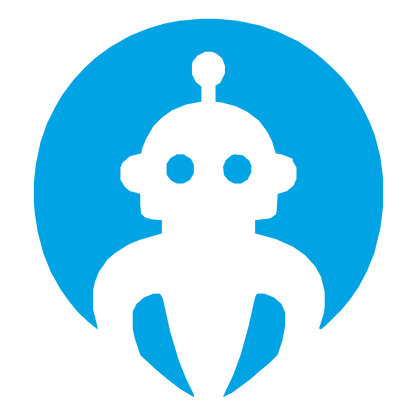 Negative Space Robot Logo #00a3e4
