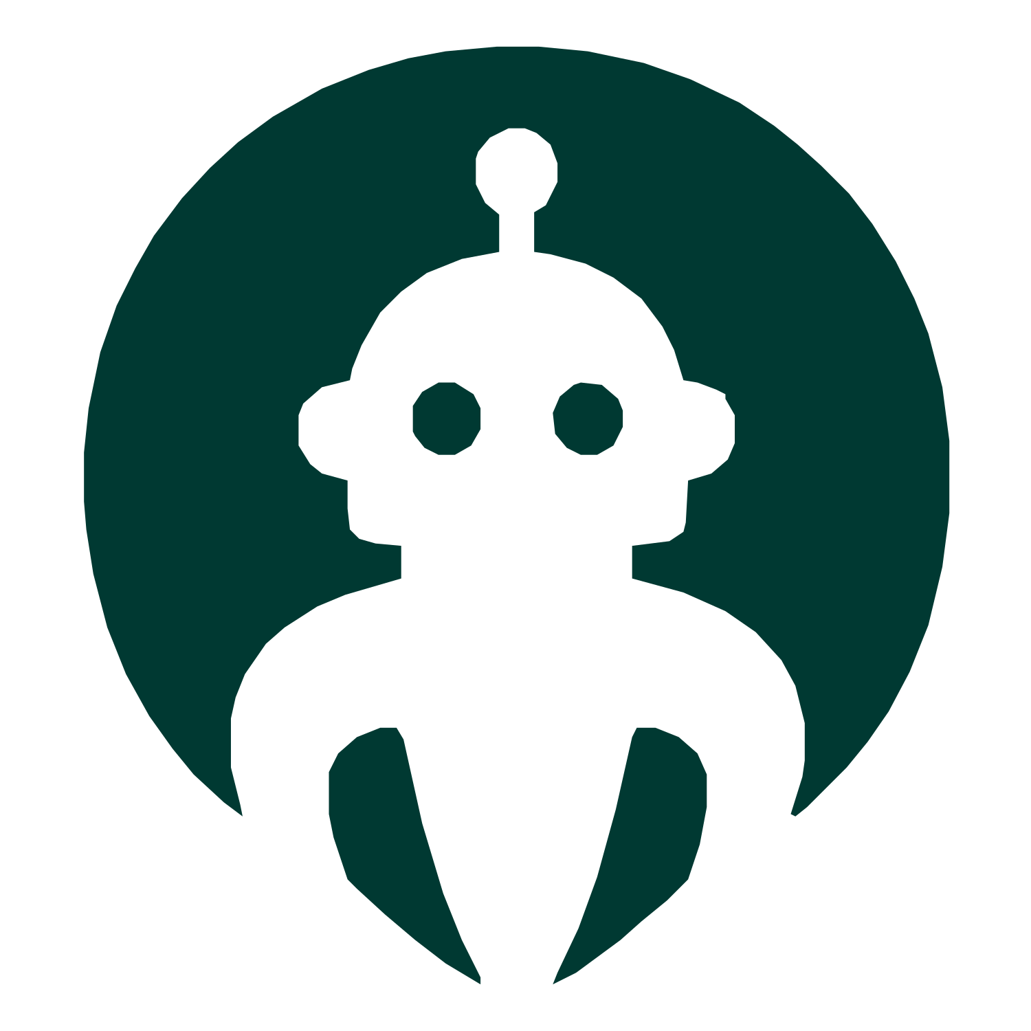 Negative Space Robot Logo #003932