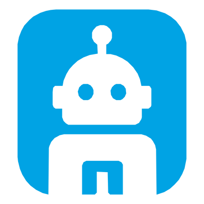 Negative Space Robot Logo #00a3e4