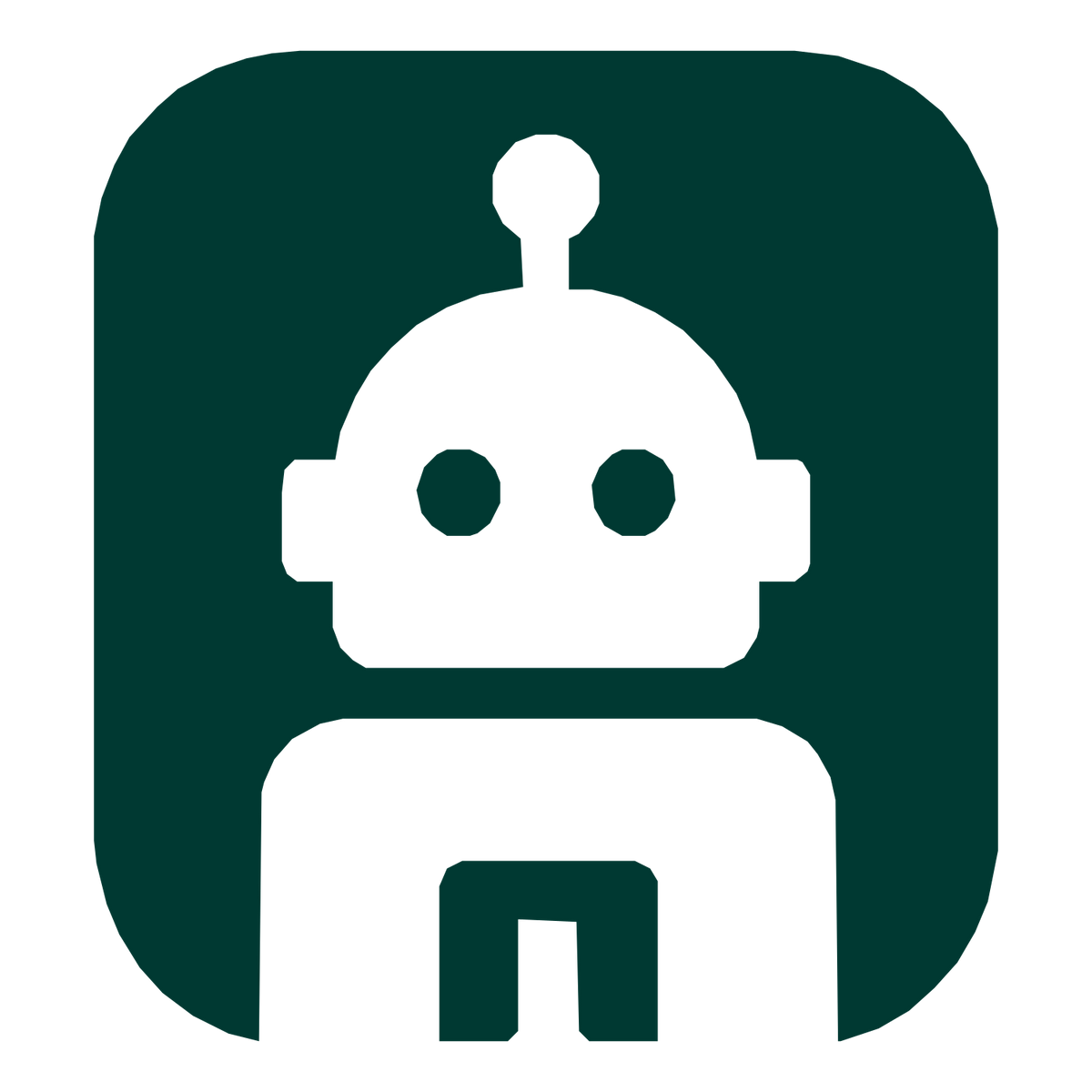 Negative Space Robot Logo #003932