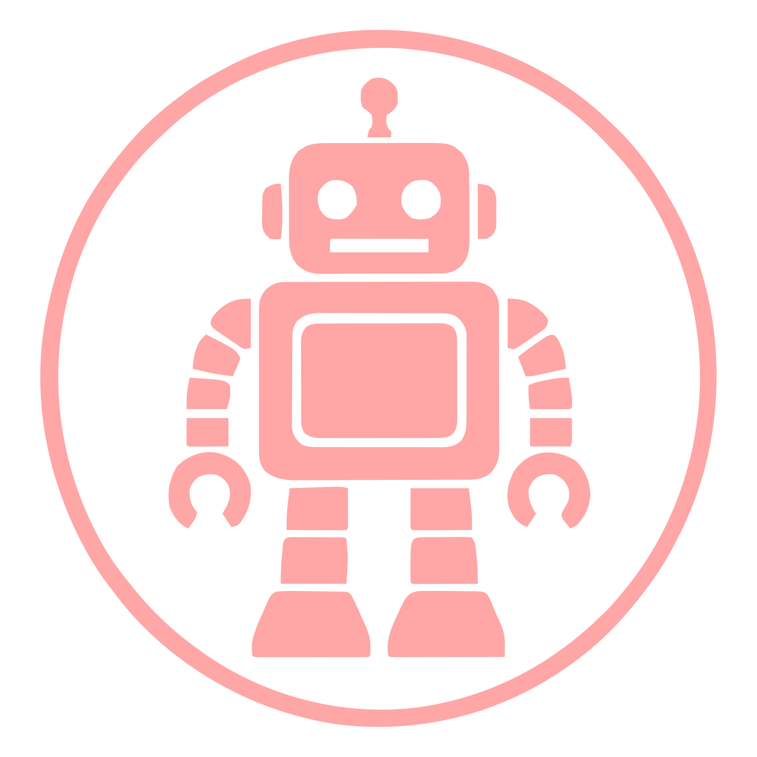 Robot Badge Circle Logo #ffa6a6