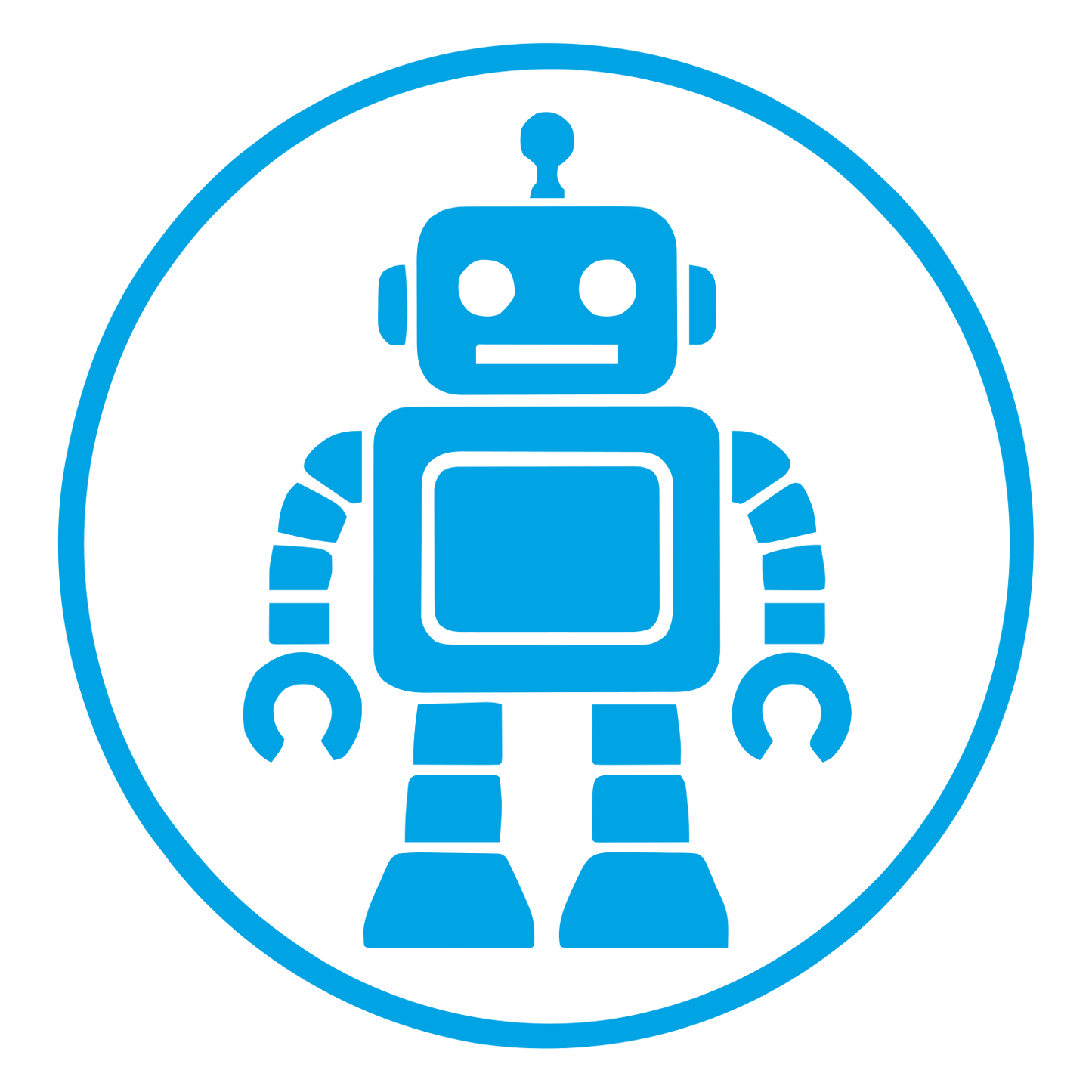 Robot Badge Circle Logo #00a3e4