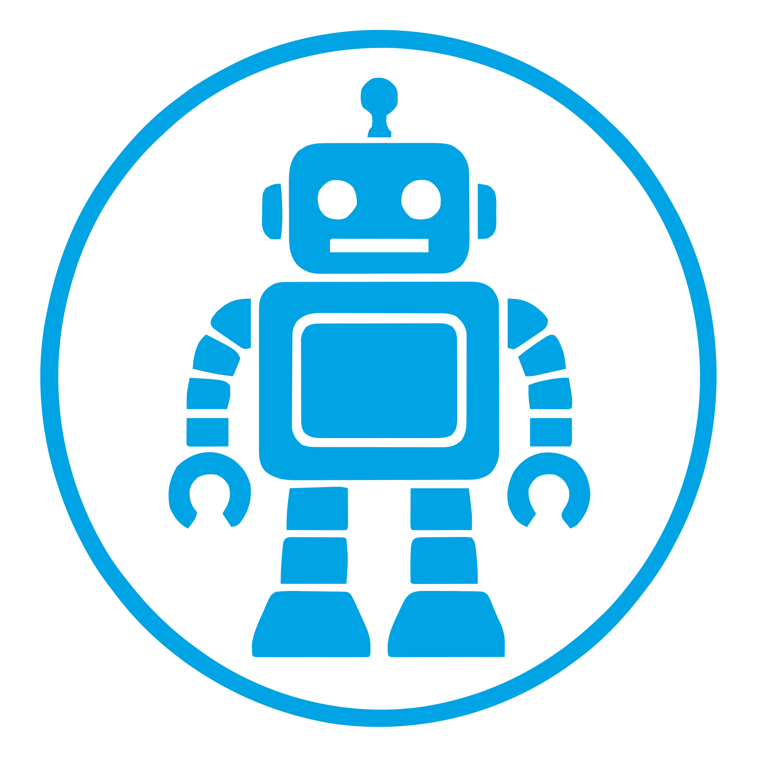 Robot Badge Circle Logo #00a3e4