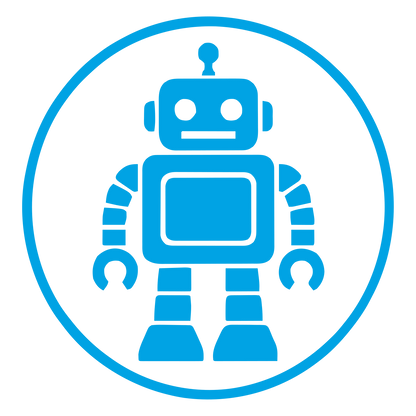 Robot Badge Circle Logo #00a3e4