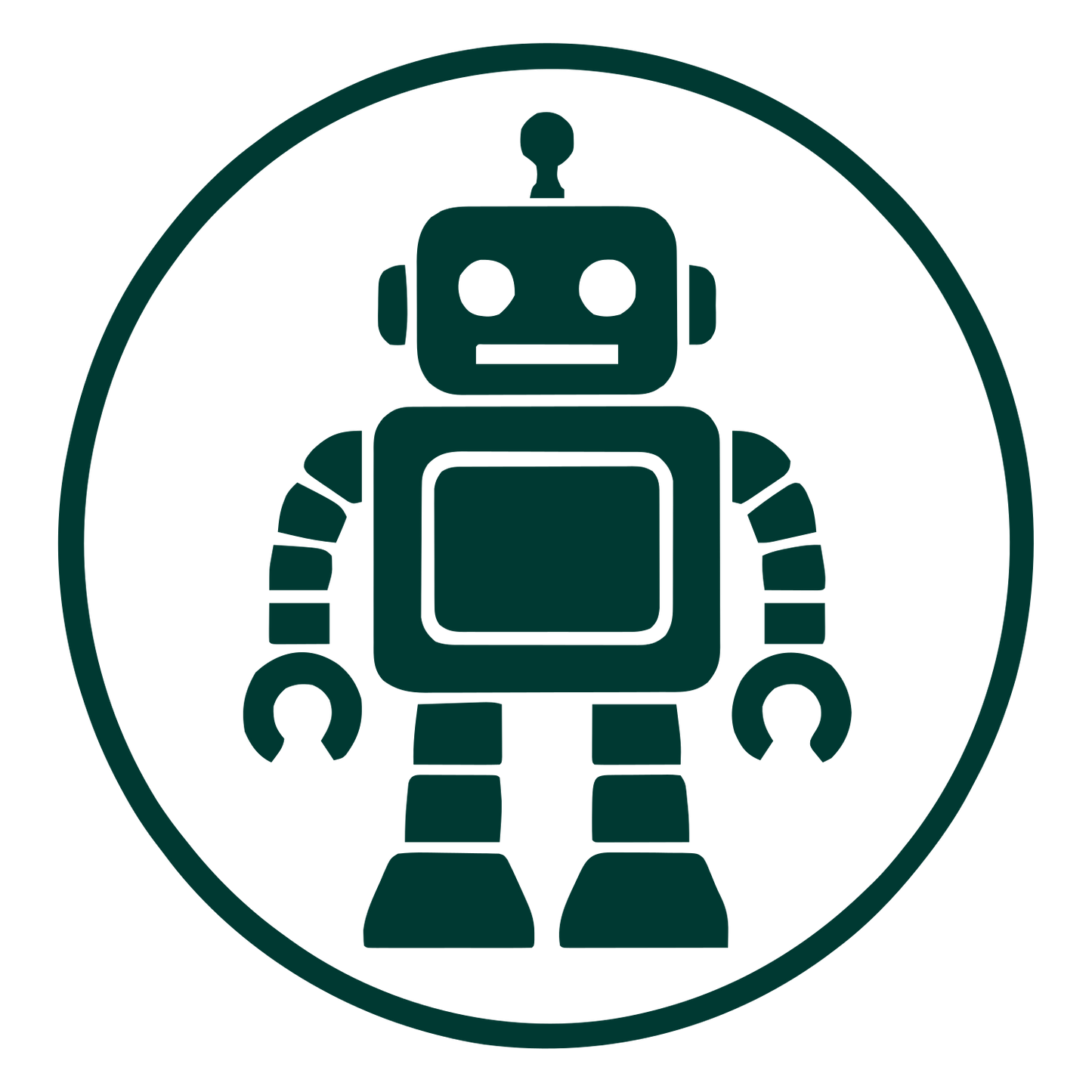 Robot Badge Circle Logo #003932
