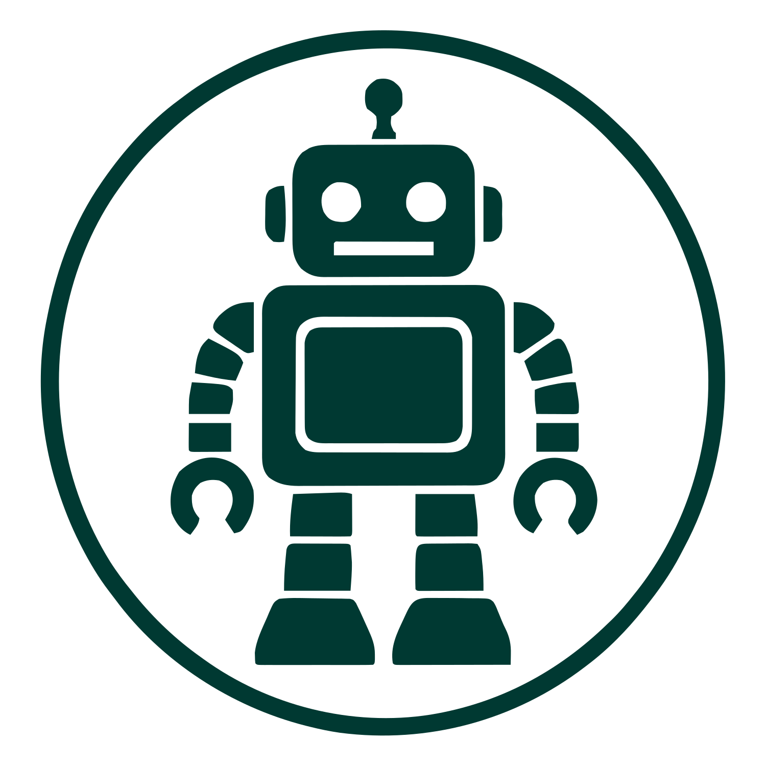 Robot Badge Circle Logo #003932