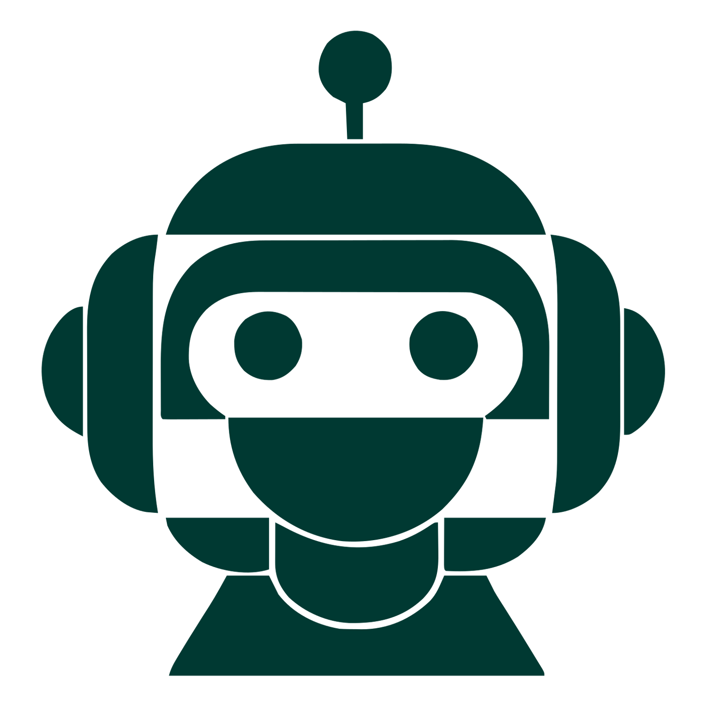 Robot Head Layered Logo #003932