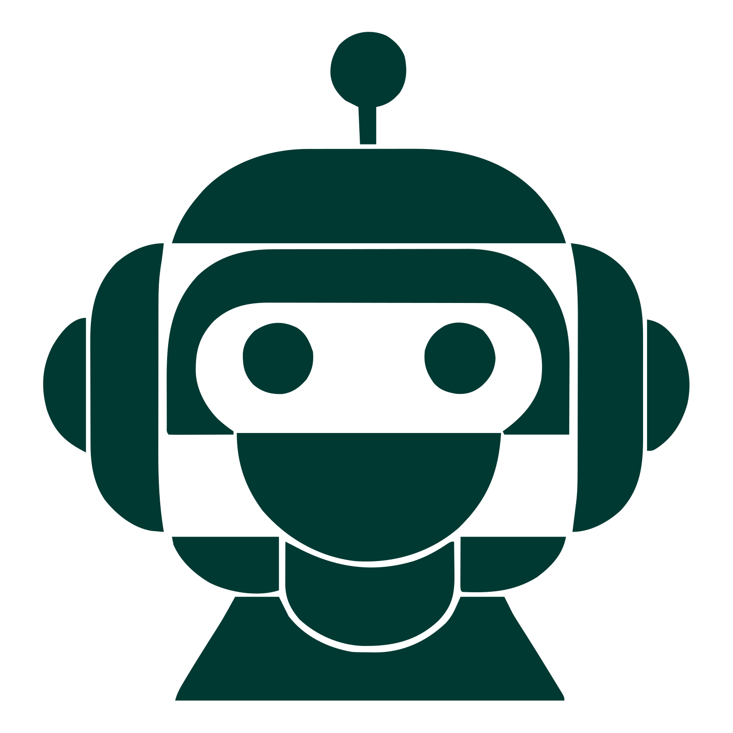 Robot Head Layered Logo #003932