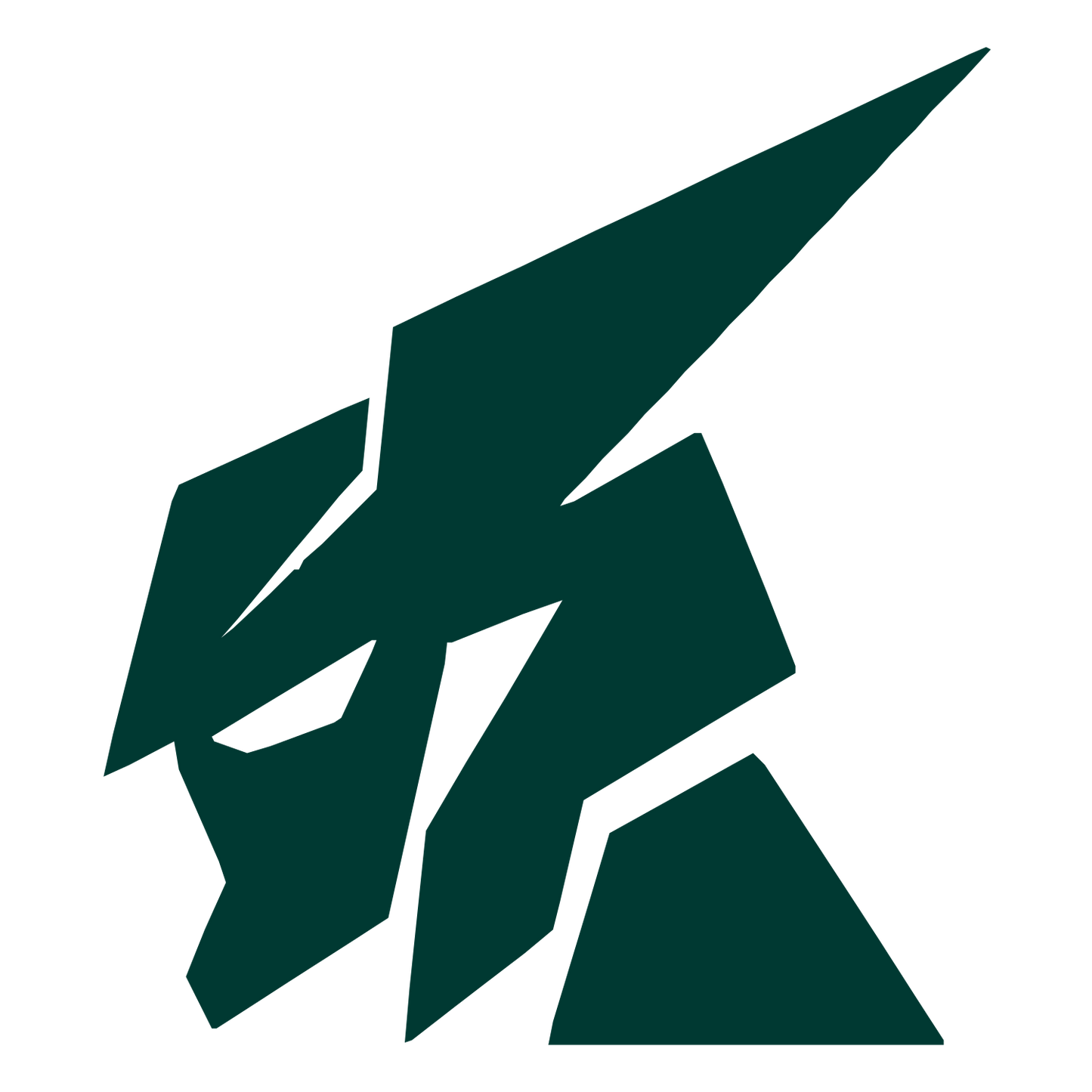 Fragmented Robot Figure Logo #003932