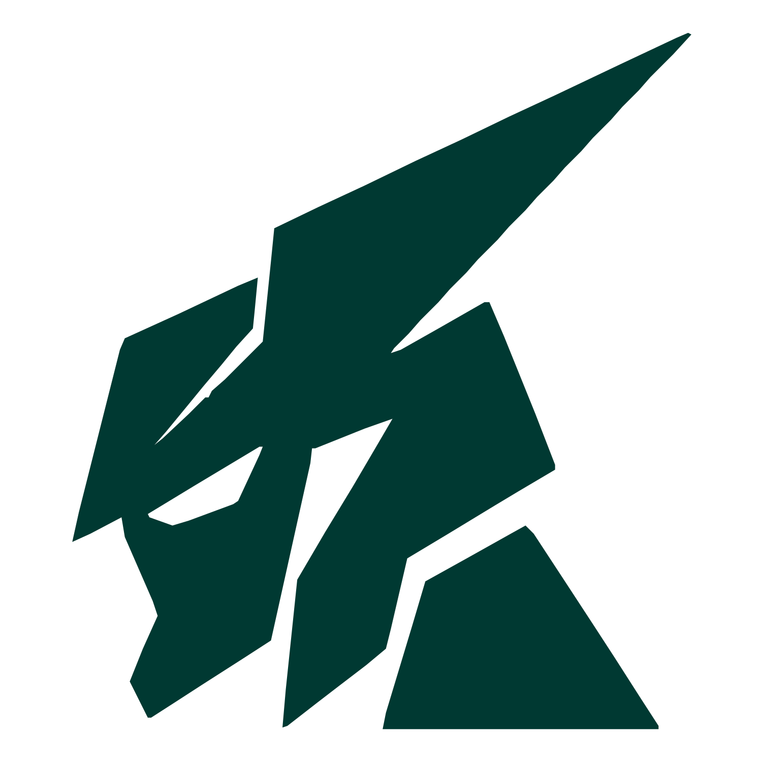 Fragmented Robot Figure Logo #003932