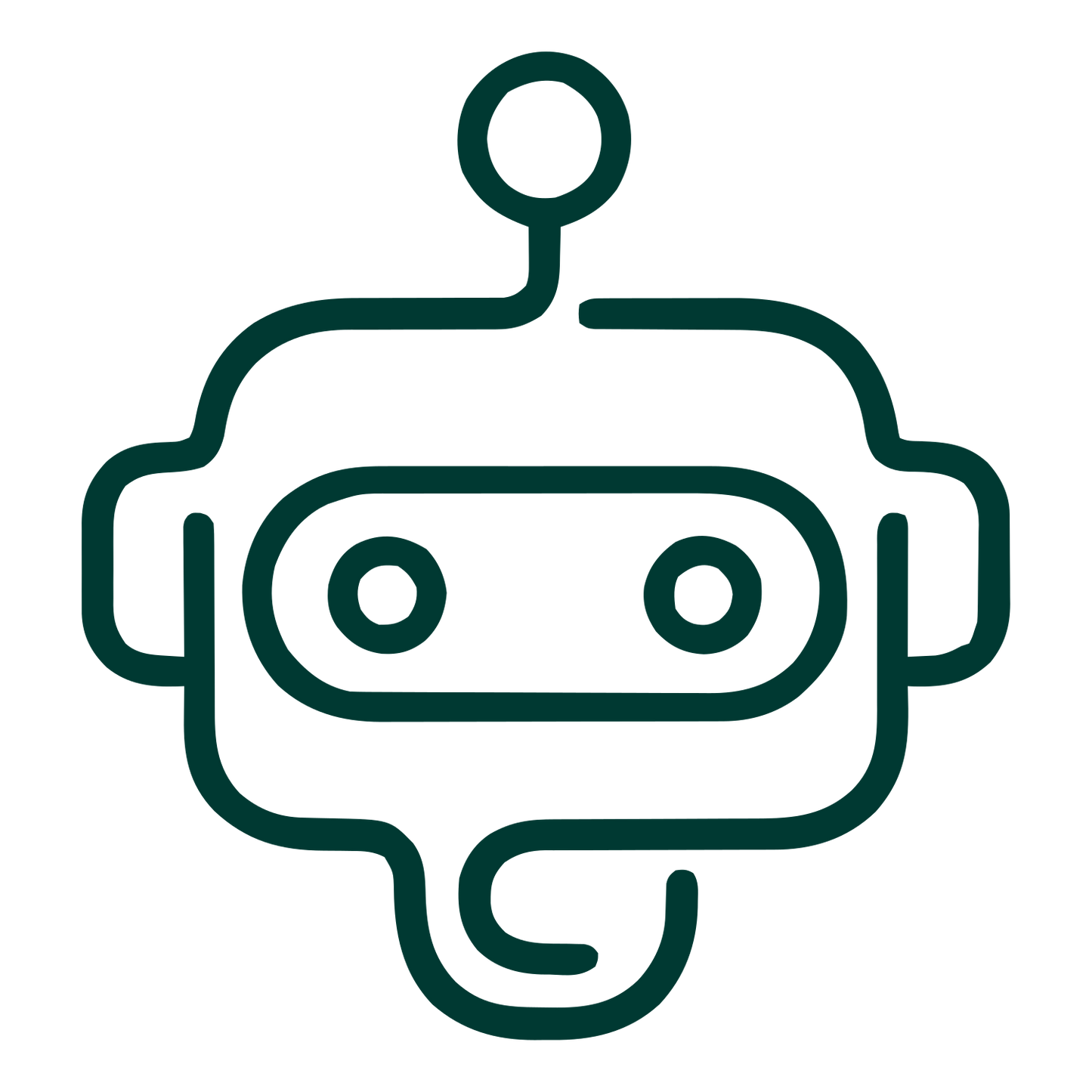 Monoline Robot Head Logo #003932