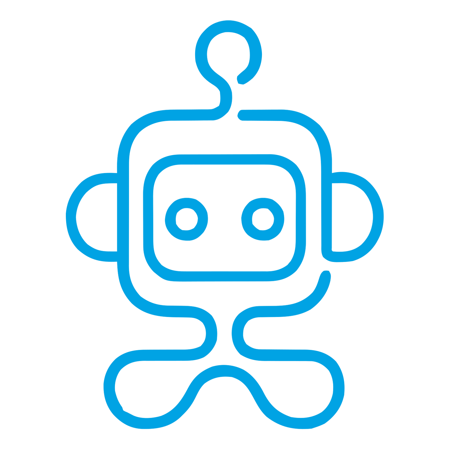 Monoline Robot Character Logo #00a3e4